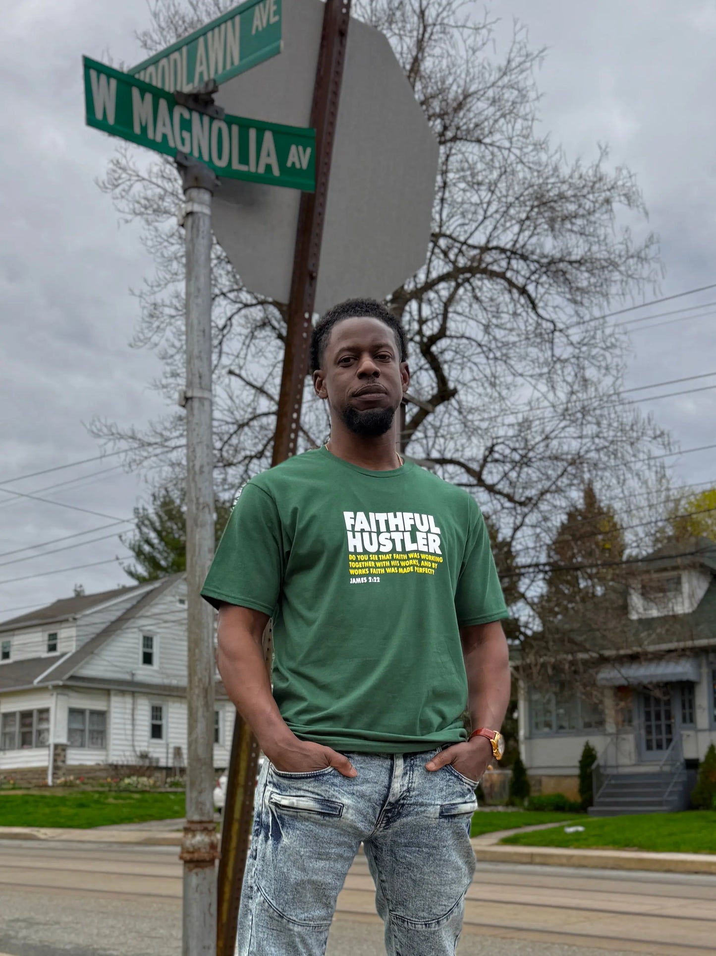 Hustle Block Tee  - Prosperity Green - Faithful Hustler Clothing
